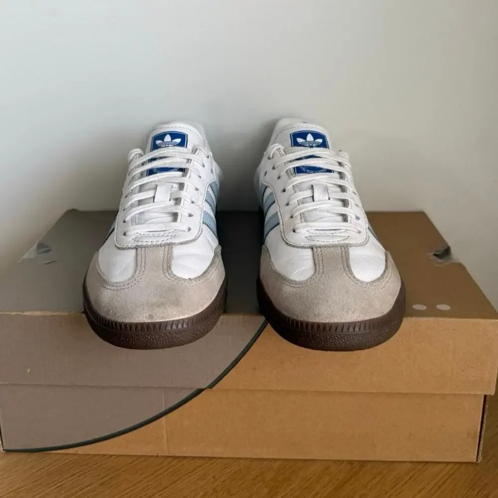 Adidas Originals Samba White/Blue Kids Sneakers - SZ 6.5 Y
